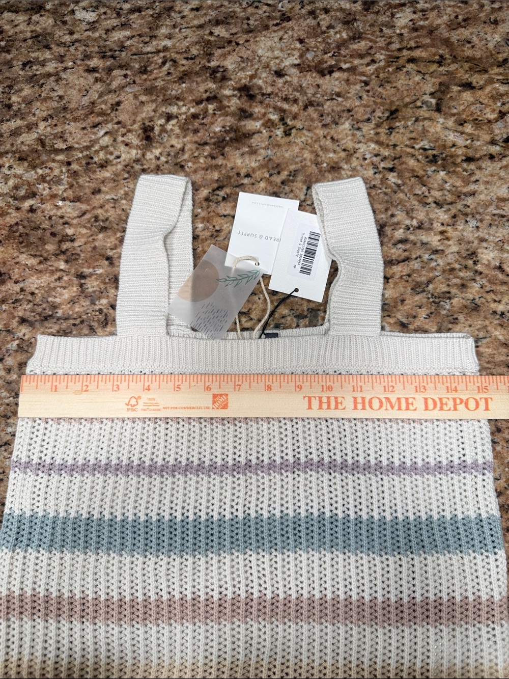 Thread & Supply striped crochet knit tank size medium petite pastel colors - Picture 4 of 7